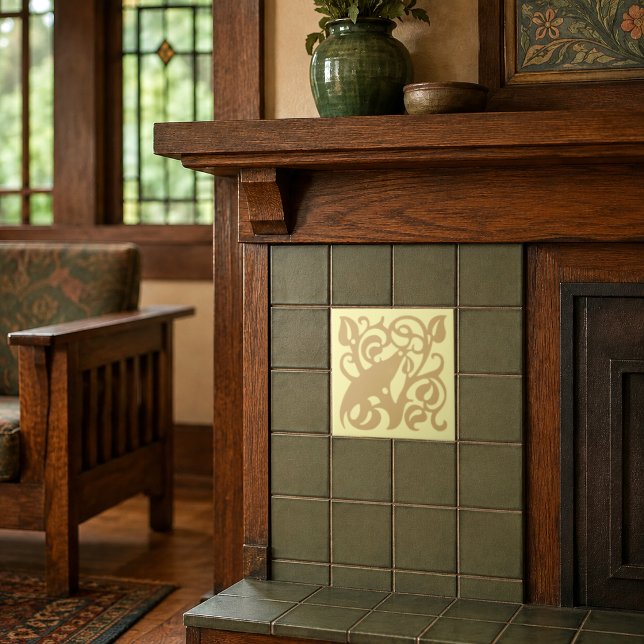Arts & Crafts Craftsman Style Bird In Tree Tile (Creator Uploaded)