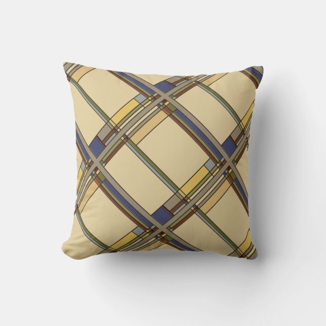 Arts & Crafts Fall Geometric Pattern Cushion (Front)