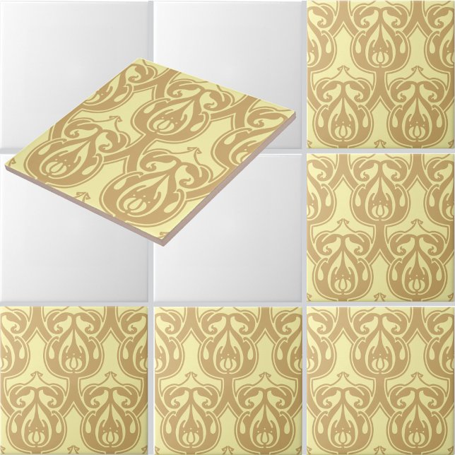 Arts & Crafts Foliage Pattern Customisable Colours Tile (Creator Uploaded)