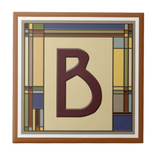 Arts & Crafts Geometric Initial B Tile