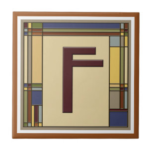 Arts & Crafts Geometric Initial F Tile
