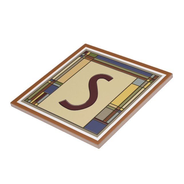 Arts & Crafts Geometric Initial S Tile (Side)