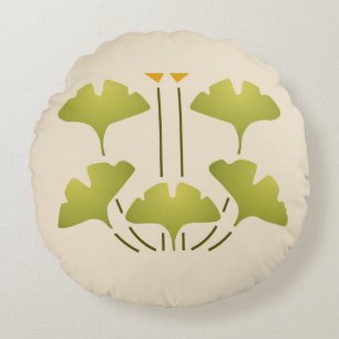 Arts & Crafts Ginkgo Round Cushion