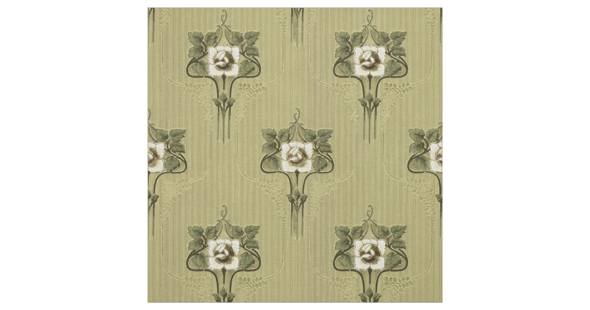 Arts & Crafts, Mission Style White Floral Pattern Fabric Zazzle
