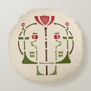 Arts & Crafts Poppy Stencil Round Cushion