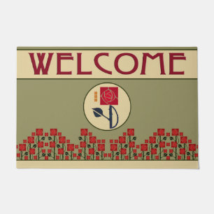 Arts & Crafts Rose Garden in the Mission Style Doormat