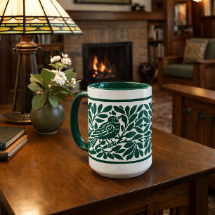 Arts & Crafts Style Bird On Branch Mug