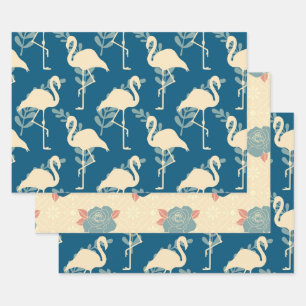 Arts & Crafts style decorative Flamingo patterned Wrapping Paper Sheet