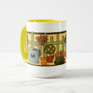 Arts & Crafts Style Garden Potted Plants Frieze Mug