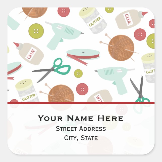 Arts & Crafts Themed  Address Sticker (Front)