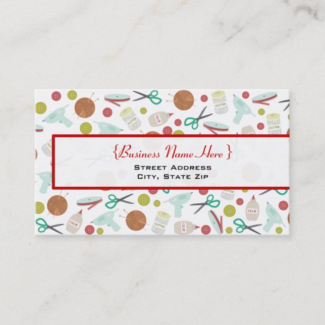 Arts & Crafts Themed Business Card (Front)