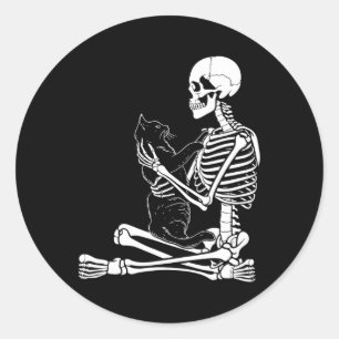 Arts Kitty Skeleton Halloween Costume Skull And Ca Classic Round Sticker