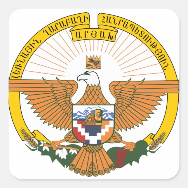 Artsakh (Nagorno-Karabakh) Coat of Arms Square Sticker (Front)