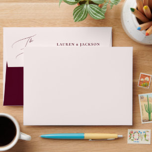 ArtsApp Blush Burgundy Calligraphy Wedding DIY Envelope
