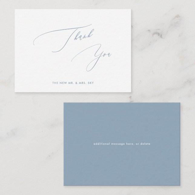 ArtsApp Dusty Blue Luxe Calligraphy Thank You Card (Front/Back)