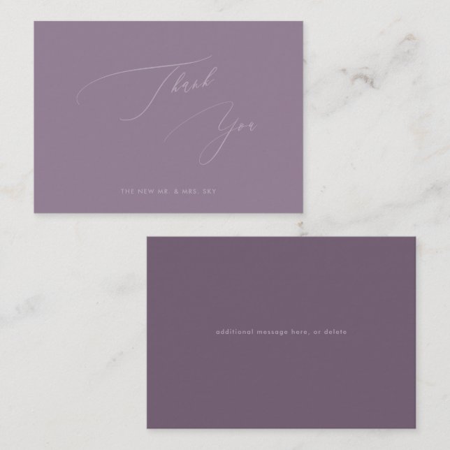 ArtsApp Dusty Boho Purple Calligraphy Thank You Card (Front/Back)