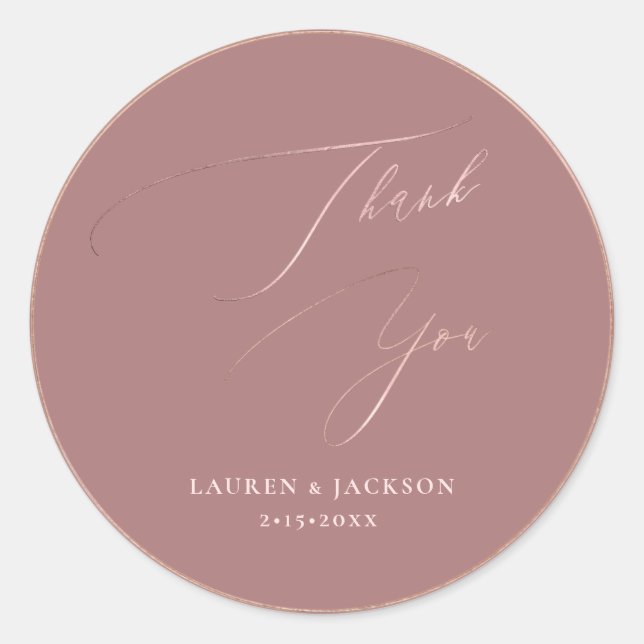 ArtsApp Dusty Rose Gold Thank You DIY Colour Classic Round Sticker (Front)