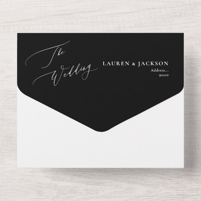 ArtsApp Elegant Calligraphy Black White Wedding All In One Invitation (Back)