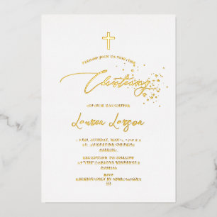 ArtsApp Elegant Faux Gold Calligraphy Christening