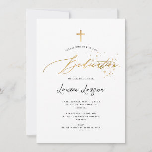 ArtsApp Elegant Faux Gold Calligraphy Dedication Invitation