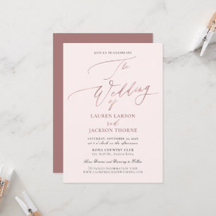 ArtsApp Elegant Faux Rose Gold Calligraphy Wedding Invitation