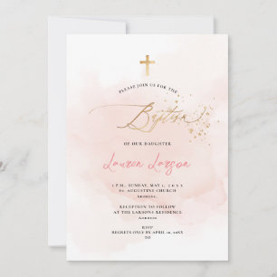 ArtsApp Elegant H2 Washed Pale Pink Baptism Invitation