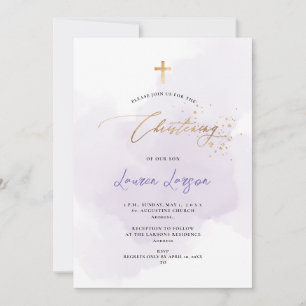 ArtsApp Elegant H2 Washed Purple Christening Invitation