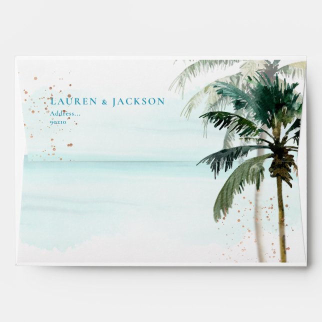 ArtsApp Elegant Tropical Paradise Palm Trees Envelope (Back (Top Flap))
