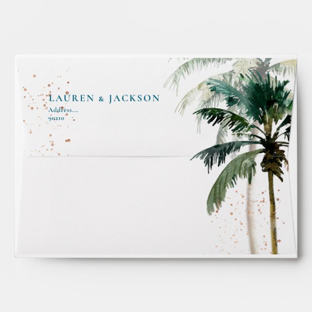 ArtsApp Elegant Tropical Paradise Palm Trees Envelope (Back (Top Flap))