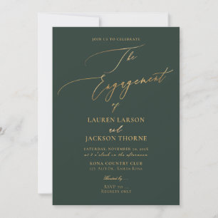 ArtsApp Faux Gold Forest Green Engagement Invitation