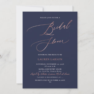 ArtsApp Faux Rose Gold Calligraphy Bridal Shower Invitation