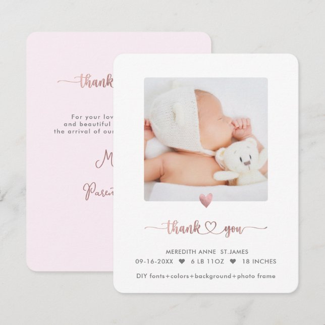 ArtsApp Faux Rose Gold Shower Thank You Invitation (Front/Back)