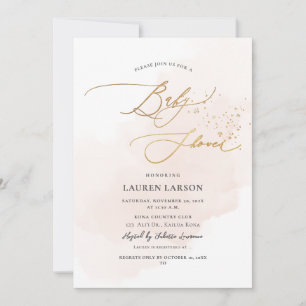ArtsApp H2 Blush Pink Gold Calligraphy Baby Shower Invitation