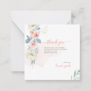 ArtsApp H2 Blush Pink Roses Baby Shower Thank You Card