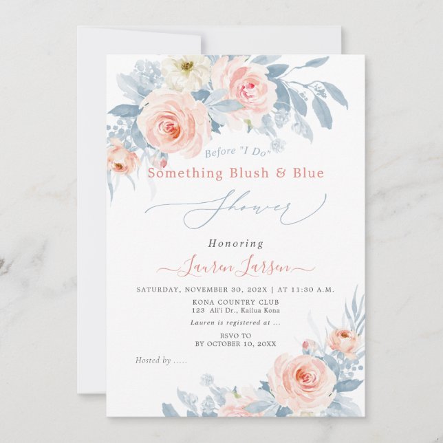 ArtsApp H2 Blush Pink Roses Bridal Shower Invitation (Front)