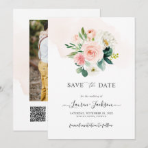 ArtsApp H2 Blush Pink Roses Save the Date Card