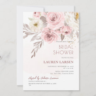 ArtsApp H2 Dusty Pink Roses Bridal Shower Invitation