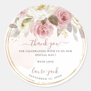 ArtsApp H2 Dusty Pink Roses DIY Event Thank You Classic Round Sticker