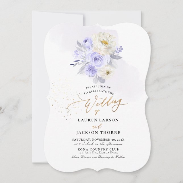 ArtsApp H2 Dusty Purple Roses Wedding Invitation (Front)