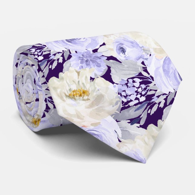 ArtsApp H2 Dusty Purple Roses Wedding Tie (Rolled)