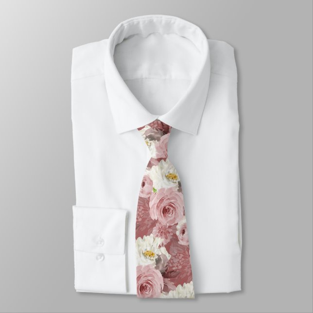 ArtsApp H2 Dusty Rose Roses Wedding Tie (Tied)