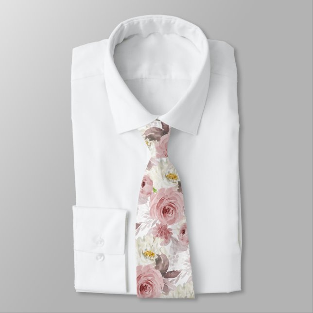ArtsApp H2 Dusty Rose Roses Wedding Tie (Tied)