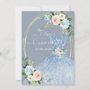 ArtsApp H2 Pink Blue Roses Sparkling Quinceanera Invitation