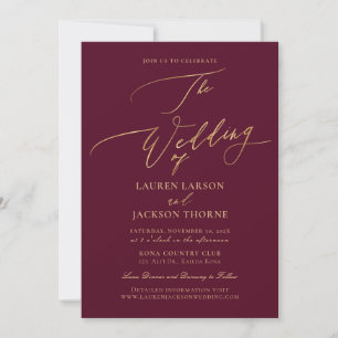 ArtsApp Modern Faux Gold Calligraphy Wedding Invitation