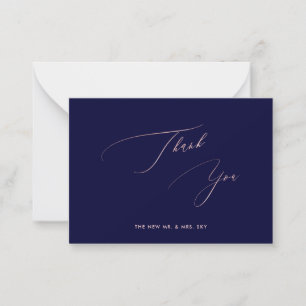 ArtsApp Navy Rose Gold Luxe Calligraphy Thank You Card