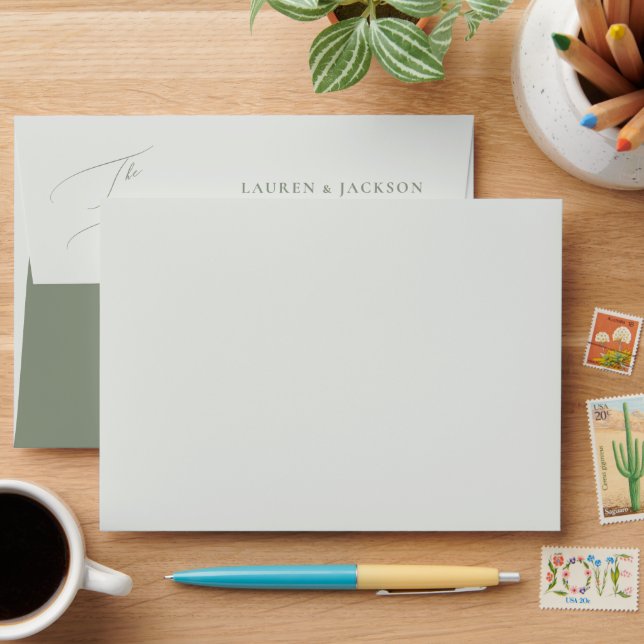 ArtsApp Olive+Sage Calligraphy Wedding DIY Colour Envelope (Desk)