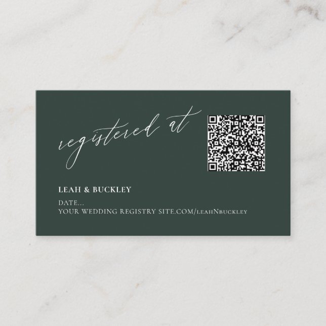 ArtsApp QR Code DIY Colour Forest Green Registry  Enclosure Card (Front)