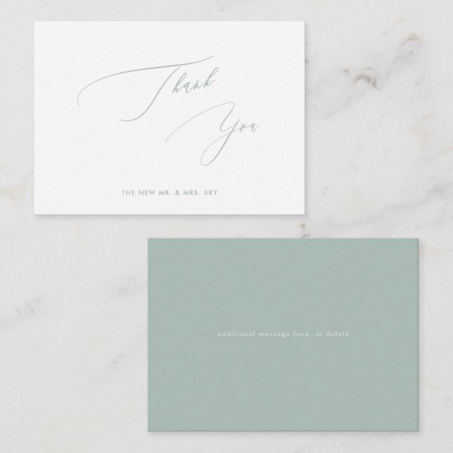 ArtsApp Sage Green  Luxe Calligraphy Thank You Card (Front/Back)