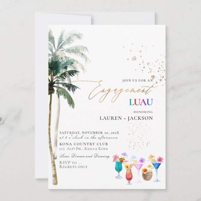 ArtsApp Tropical Paradise Breeze Palms Luau Invitation (Front)