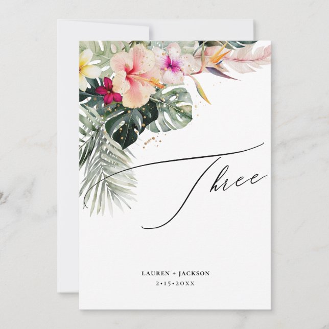 ArtsApp Tropical Paradise Gold Dust Table Three Invitation (Front)